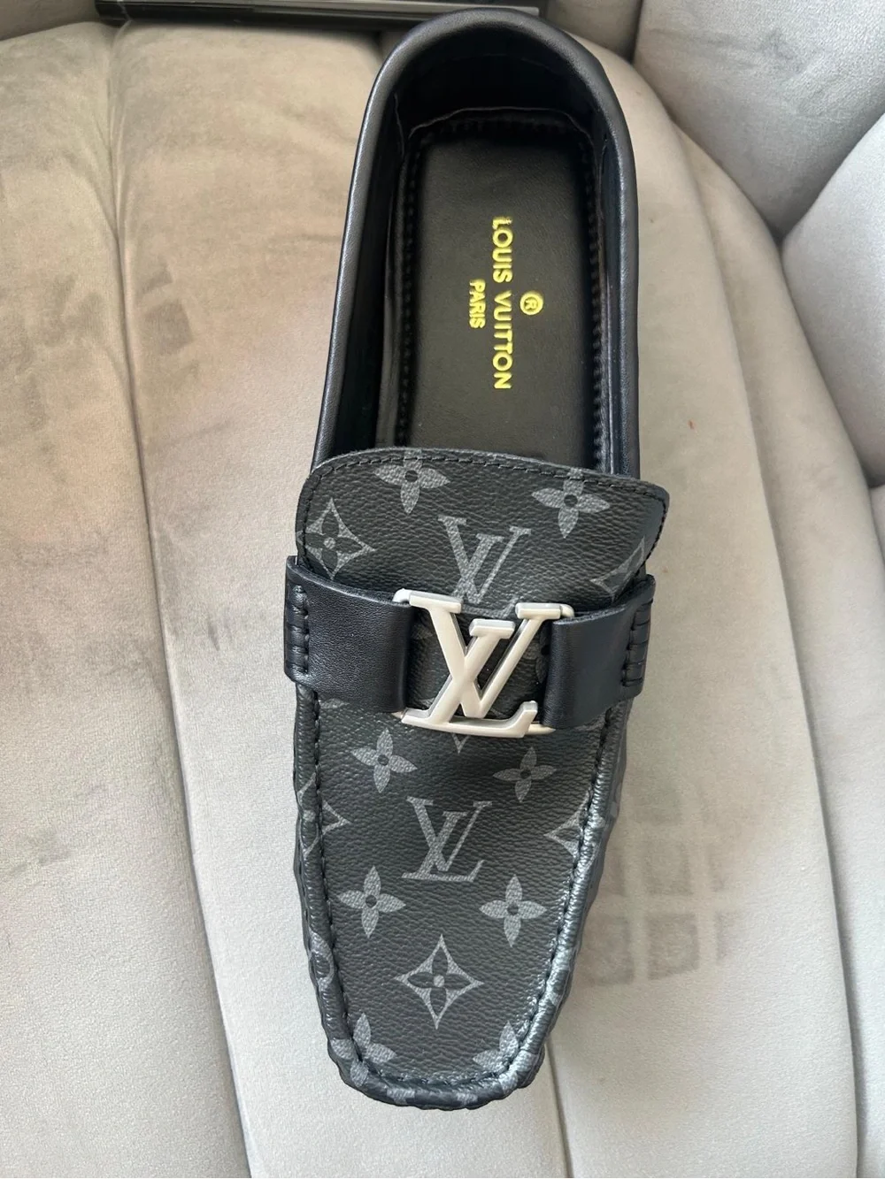 Louis Vuitton Black Monogram Heel Cap with Subtle Logo